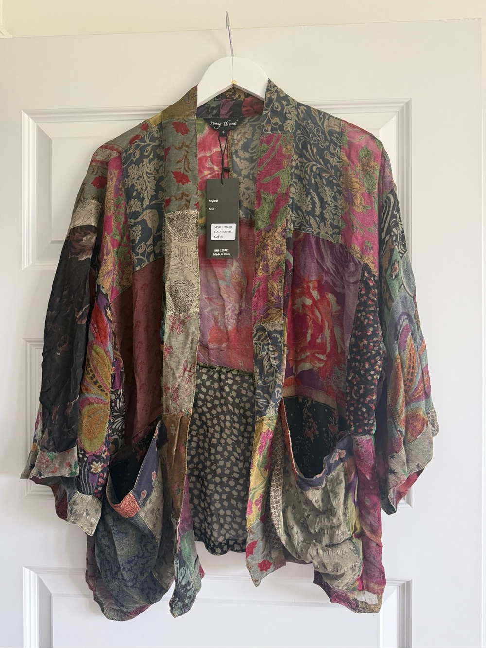 Young Threads Boho Sheer Patchwork Kimono NWT Small